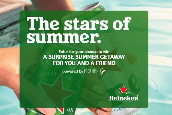 Heineken Summer Trip Giveaway: Win a Trip by Pack Up + Go & Free Merchandise (250+ Prizes)