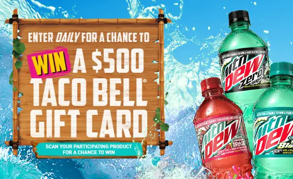 MTN Dew Summer of Baja Blast Sweepstakes: Win $500 Taco Bell Gift Card Daily (504 Winners)