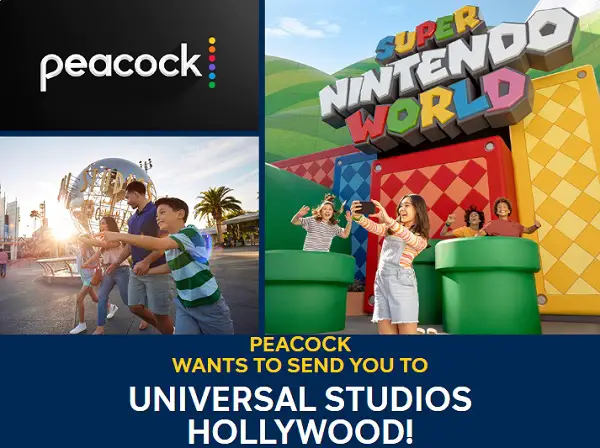Peacock Super Vacation Sweepstakes: Win Trip to Universal Studios Hollywood