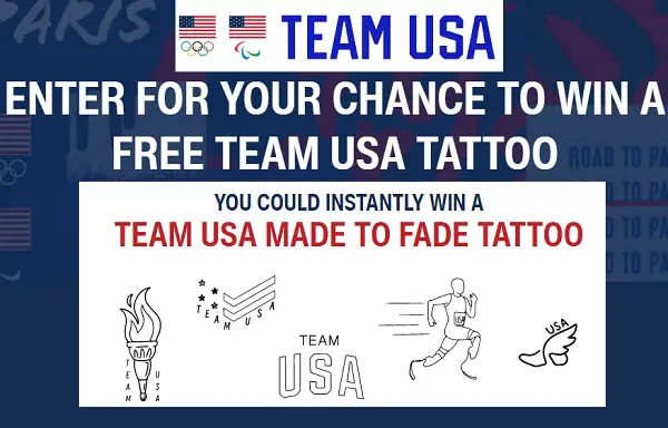 Team USA Tattoo Giveaway: Instant Win $100 Free Gift Codes for Tattoos (350+ Winners)