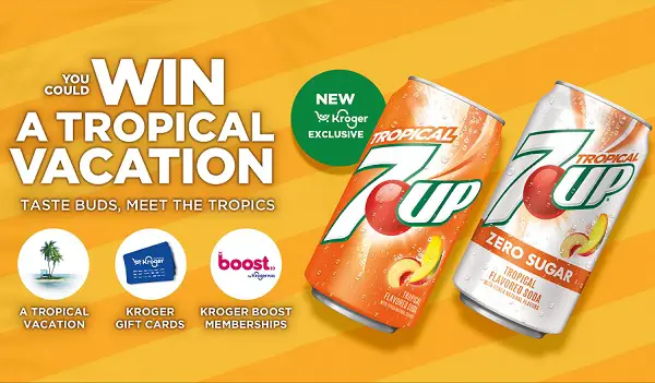 Kroger Tropical 7Up Sweepstakes: Win Free Vacation or Kroger Gift Cards (200+ Winners)