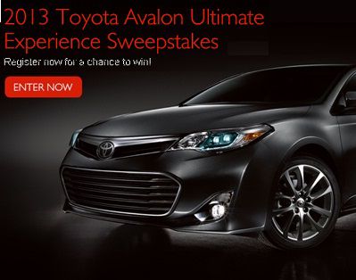 2013 Toyota Avalon Ultimate Experience Sweepstakes