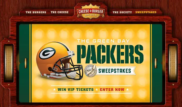Cheeseandburger.com Green Bay Packers Football Sweepstakes