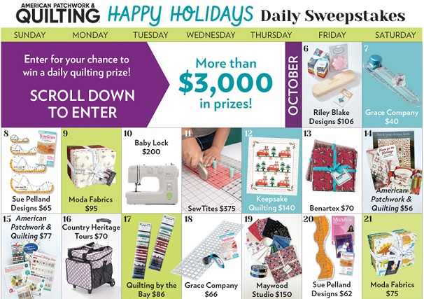 Happy Holidays Daily Sweepstakes: Win One Quilting Prize Every Day!