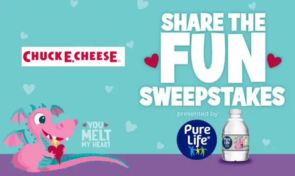 Chuck E. Cheese Pure Life Sweepstakes: Win Pizzas, Play Passes, Free Cookies & More