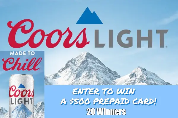 Coors Light Pick Up The Tab $500 Prepaid Card Giveaway (20 Winners)