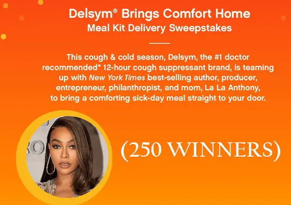 Delsym Brings Comfort Home Free Meal Kit Sweepstakes (250 Winners)