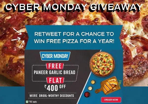 Domino’s Cyber Monday Giveaway: Win Free Pizza for a Year (5 Winners)
