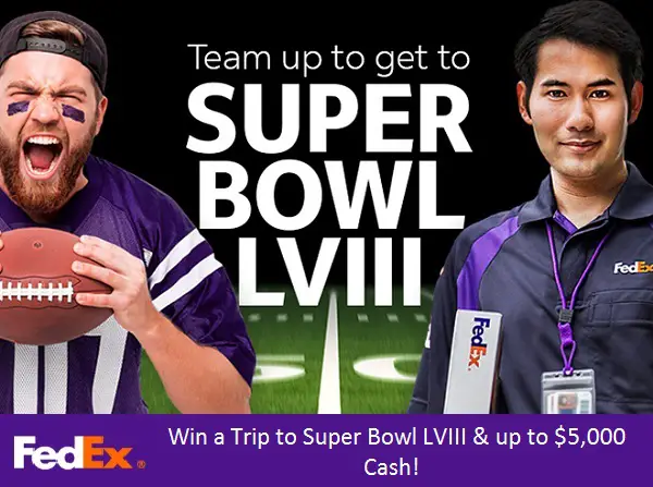 FedEx NFL Sweepstakes: Win a Trip to Super Bowl LVIII & Free Cash Prizes up to $5,000