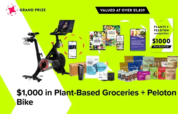 Win a Plant-Based Grocery Shopping Spree + Peloton Bike (3 Winners)