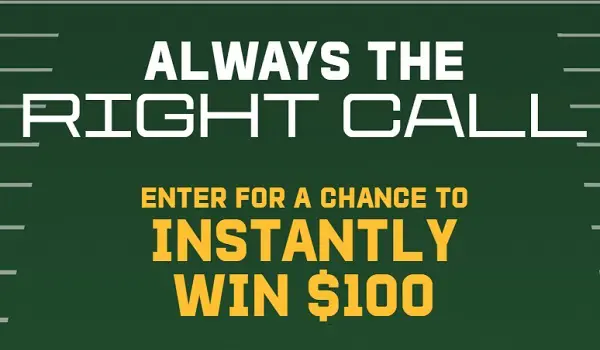 Game Day Right Call Instant Win Game $100 Gift Card Giveaway (100 Winners)