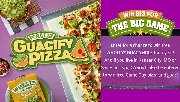 Guacify Pizza Giveaway: Win Wholly Guacamole for 1 Year & Game Day Pizzas