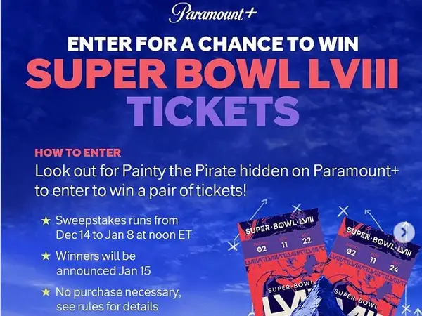 Paramount Hide & Peak Sweepstakes: Win Trip to Super Bowl LVIII in Las Vegas! (29 Winners)