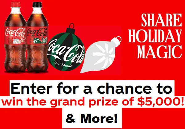 Coca-Cola Holiday Magic Sweepstakes: Instant Win Cash Prizes up to $5,000 (9 Winners)