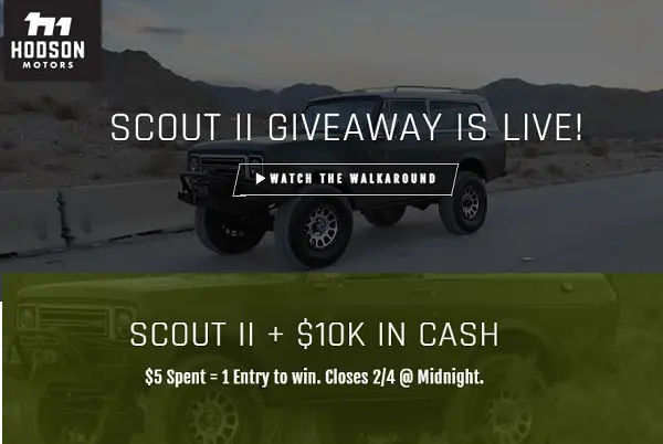 Win Cash $35K or International Harvester Scout Giveaway