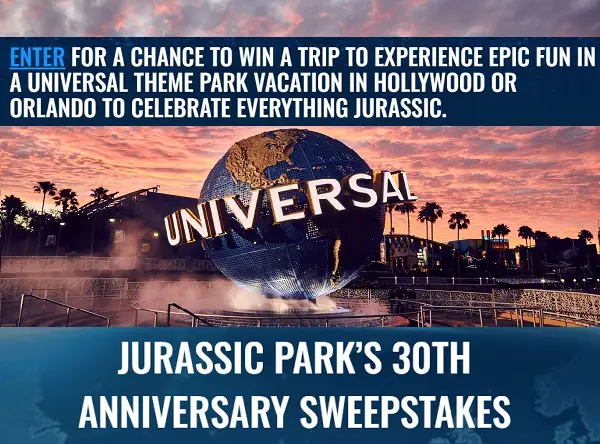 Jurassic World Trip Giveaway: Win Universal Studios Hollywood or Orlando Resort Vacation