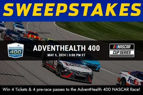 Kansas Speedway Nascar Giveaway: Win Free Tickets to NASCAR Cup Series Adventhealth 400