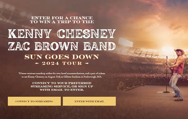 Kenny Chesney Sun Goes Down 2024 Tour Flyaway Giveaway