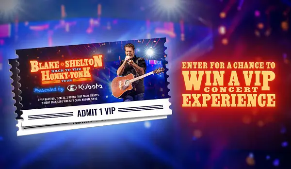 Kubota Blake Shelton VIP Concert Ticket Giveaway