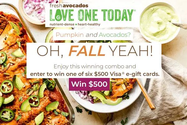 Love One Today Avocado and Pumpkin Giveaway: Win $500 Free Visa e-Gift Card (6 Winners)