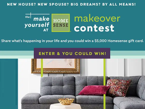 Make Yourself at Homesense Contest: Win $5,000 Homesense Gift Card!