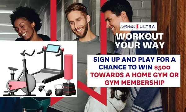 Michelob Ultra Workout Your Way: Instant Win Free Home Gym in $500 Gift Cards