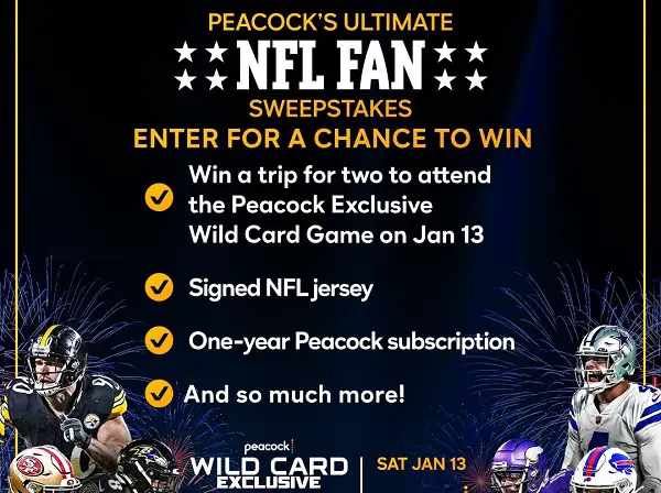 Peacock’s Ultimate NFL Fan Sweepstakes: Win Trip to Attend NFL Wild Card Game