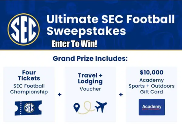 Academy SEC NCAA Football Trip Giveaway: Win a Trip, Free Tickets & $10K Gift Cards