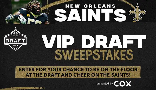 New Orleans Saints NFL Trip Giveaway: Win a Trip to 2024 Draft in Detroit, Michigan