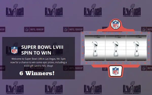 Spin to Win NFLShop.com Gift Card Giveaway: Win up to $500 Free Sports Merchandise