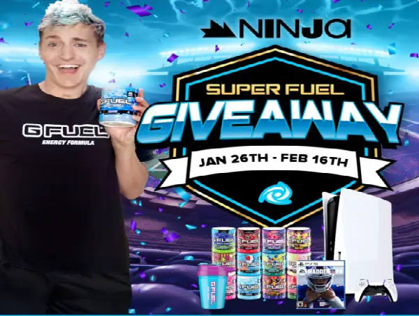 Ninja Gfuel Energy Giveaway: Win a Year’s Supply of Free Gfuel Products, PS5 Console & More