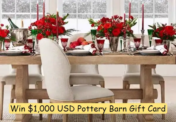 Pottery Barn Holiday Home Sweepstakes: Win $1000 Free Gift Card!