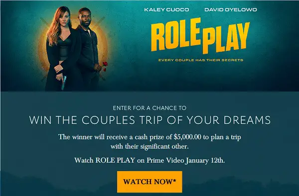 Role Play Couples Trip Sweepstakes: Win $5000 Cash for Trip