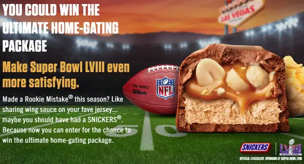Snickers Rookie Mistakes Sweepstakes: Win Ultimate Home-Gating Package! (5 Winners)