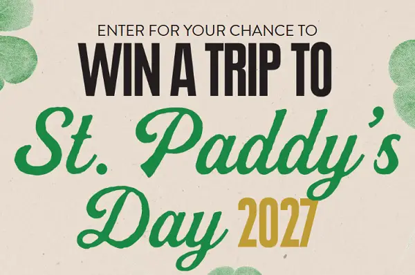 Paddy’s Instant Win Trip Giveaway: Win a Trip to St. Patrick’s Day Celebration & Instant Win Prizes!