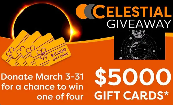 Vitalant Celestial Giveaway: Win $5,000 in Free Prepaid Gift Cards (4 Winners)