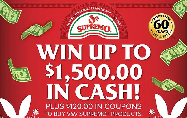 2024 Easter Day Sweepstakes: Win Cash Prizes and V&V Supremo Products Coupons