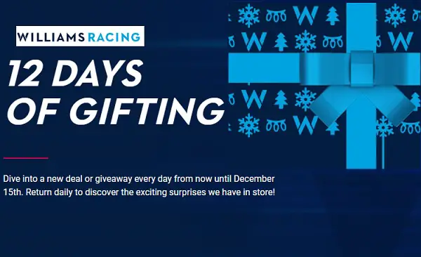 Williams F1 12 Days of Gifting Holiday Giveaway