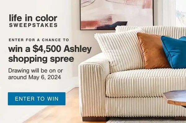 Ashley Furniture Life in Color Sweepstakes: Win $4500 Shopping Credit