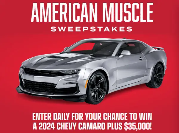 Winston Cigarettes American Muscle Sweepstakes: Win 2024 Chevy Camaro + $35000 Cash!