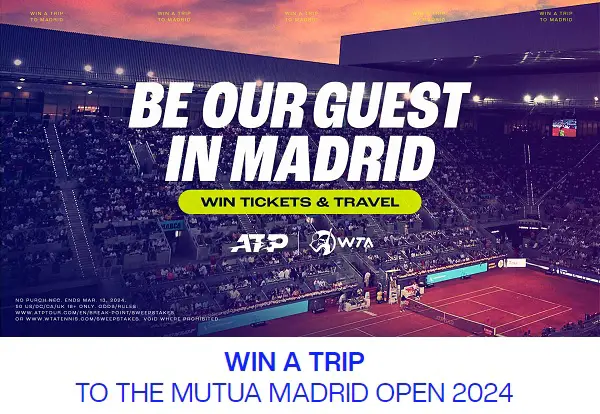 WTA Tennis Sweepstakes: Win a Trip to 2024 Mutua Madrid Open & Free Tickets