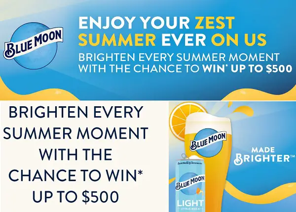 Blue Moon Summer Giveaway: Win Cash Prizes up to $500 & Free Merchandise