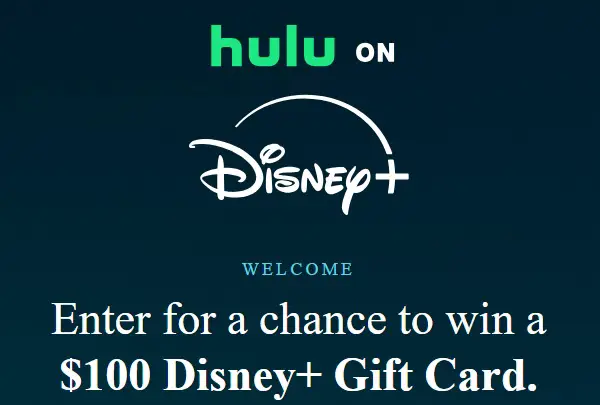 Hulu on Disney+ Survey Incentive Giveaway: Win $100 Disney+ Gift Card Daily