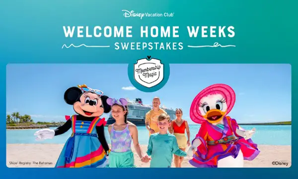 Disney Vacation Club Welcome Home Weeks Sweepstakes 2025: Win Oceanview Stateroom Cruise Getaway