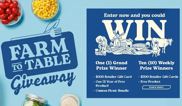 Farm To Table Giveaway: Win Retailer Gift card, Picnic Bundle and More!