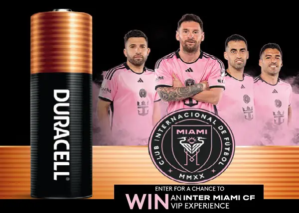 Duracell Inter Miami CF Trip Giveaway: Win a Trip to Soccer Game & More (4 Winners)