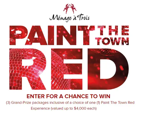 Menage a Trois Paint The Town Red Sweepstakes: Win Concert Tickets, Shopping Spree or Dining