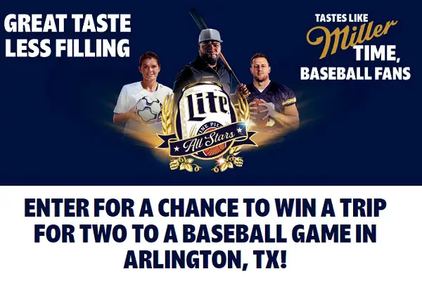 Miller Lite All Stars Baseball Giveaway: Instant Win a Trip to Arlington & Merchandise