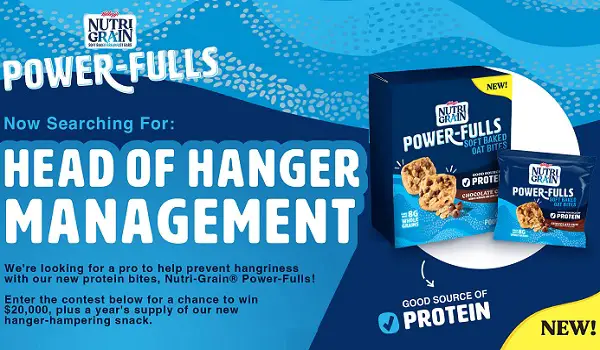 Nutri-Grain Head of Hanger Contest: Win $20000 Cash and Year Supply of Snack