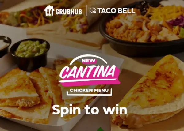 Grubhub Taco Bell Spin 4 Cantina Instant Win Prizes (2500+ Winners)
